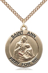 [4088GF/24GF] 14kt Gold Filled Saint Ann Pendant on a 24 inch Gold Filled Heavy Curb chain