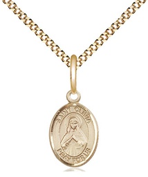 [9312GF/18G] 14kt Gold Filled Saint Olivia Pendant on a 18 inch Gold Plate Light Curb chain