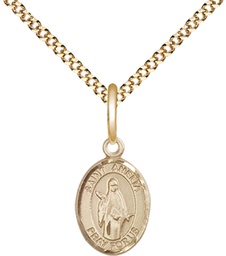 [9313GF/18G] 14kt Gold Filled Saint Amelia Pendant on a 18 inch Gold Plate Light Curb chain