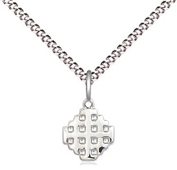 [4118SS/18S] Sterling Silver Jerusalem Cross Pendant on a 18 inch Light Rhodium Light Curb chain