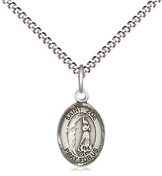 [9314SS/18S] Sterling Silver Saint Zoe of Rome Pendant on a 18 inch Light Rhodium Light Curb chain