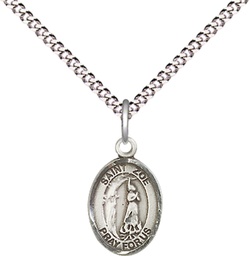 [9314SS/18S] Sterling Silver Saint Zoe of Rome Pendant on a 18 inch Light Rhodium Light Curb chain