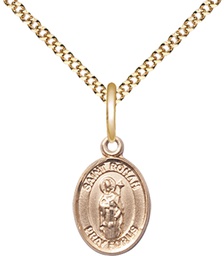[9315GF/18G] 14kt Gold Filled Saint Ronan Pendant on a 18 inch Gold Plate Light Curb chain
