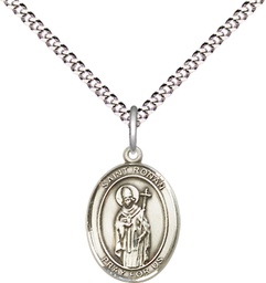 [9315SS/18S] Sterling Silver Saint Ronan Pendant on a 18 inch Light Rhodium Light Curb chain