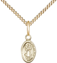 [4121CGF/18G] 14kt Gold Filled Saint Christopher Pendant on a 18 inch Gold Plate Light Curb chain