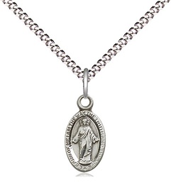 [4121SSS/18S] Sterling Silver Scapular Pendant on a 18 inch Light Rhodium Light Curb chain