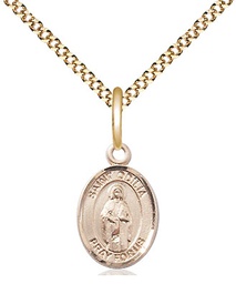 [9319GF/18G] 14kt Gold Filled Saint Odilia Pendant on a 18 inch Gold Plate Light Curb chain