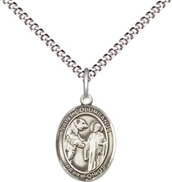 [9321SS/18S] Sterling Silver Saint Columbanus Pendant on a 18 inch Light Rhodium Light Curb chain