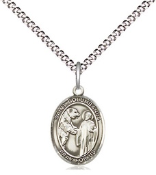 [9321SS/18S] Sterling Silver Saint Columbanus Pendant on a 18 inch Light Rhodium Light Curb chain