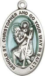 [4123ECSSY] Sterling Silver Saint Christopher Medal - With Box
