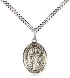 [9323SS/18S] Sterling Silver Saint Wolfgang Pendant on a 18 inch Light Rhodium Light Curb chain
