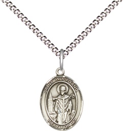 [9323SS/18S] Sterling Silver Saint Wolfgang Pendant on a 18 inch Light Rhodium Light Curb chain