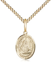 [9324GF/18G] 14kt Gold Filled Saint Edburga of Winchester Pendant on a 18 inch Gold Plate Light Curb chain