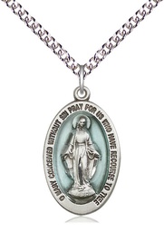 [4123EMSS/24SS] Sterling Silver Miraculous Pendant on a 24 inch Sterling Silver Heavy Curb chain