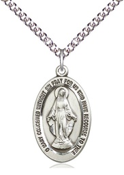 [4123MSS/24SS] Sterling Silver Miraculous Pendant on a 24 inch Sterling Silver Heavy Curb chain