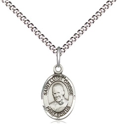 [9326SS/18S] Sterling Silver Saint Luigi Orione Pendant on a 18 inch Light Rhodium Light Curb chain