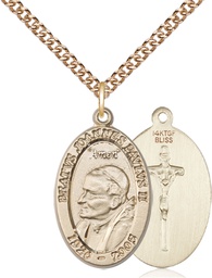 [4123PJPGF/24GF] 14kt Gold Filled Saint John Paul II Pendant on a 24 inch Gold Filled Heavy Curb chain