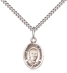 [9327SS/18S] Sterling Silver Saint Hannibal Pendant on a 18 inch Light Rhodium Light Curb chain