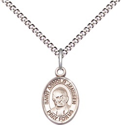 [9328SS/18S] Sterling Silver Saint Arnold Janssen Pendant on a 18 inch Light Rhodium Light Curb chain