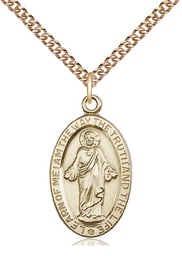 [4123SGF/24GF] 14kt Gold Filled Scapular Pendant on a 24 inch Gold Filled Heavy Curb chain