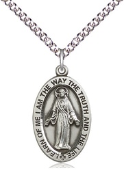 [4123SSS/24SS] Sterling Silver Scapular Pendant on a 24 inch Sterling Silver Heavy Curb chain