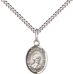 [9330SS/18S] Sterling Silver Saint Louis Marie de Montfort Pendant on a 18 inch Light Rhodium Light Curb chain