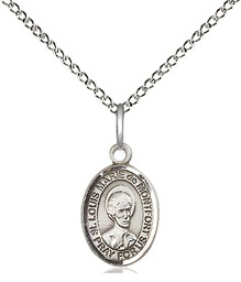 [9330SS/18SS] Sterling Silver Saint Louis Marie de Montfort Pendant on a 18 inch Sterling Silver Light Curb chain
