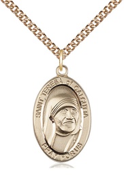 [4123TCGF/24GF] 14kt Gold Filled Saint Teresa of Calcutta Pendant on a 24 inch Gold Filled Heavy Curb chain