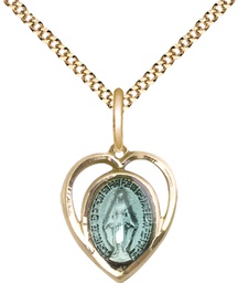 [4125EGF/18G] 14kt Gold Filled Miraculous Pendant on a 18 inch Gold Plate Light Curb chain