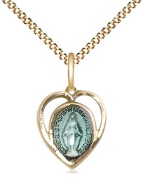 [4125EGF/18G] 14kt Gold Filled Miraculous Pendant on a 18 inch Gold Plate Light Curb chain