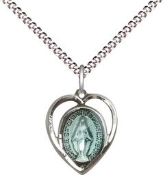 [4125ESS/18S] Sterling Silver Miraculous Pendant on a 18 inch Light Rhodium Light Curb chain