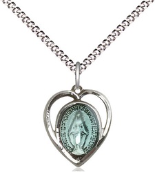 [4125ESS/18S] Sterling Silver Miraculous Pendant on a 18 inch Light Rhodium Light Curb chain