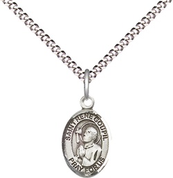 [9334SS/18S] Sterling Silver Saint Rene Goupil Pendant on a 18 inch Light Rhodium Light Curb chain