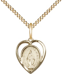 [4125GF/18G] 14kt Gold Filled Miraculous Pendant on a 18 inch Gold Plate Light Curb chain