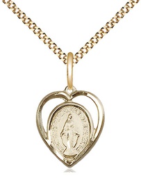 [4125GF/18G] 14kt Gold Filled Miraculous Pendant on a 18 inch Gold Plate Light Curb chain