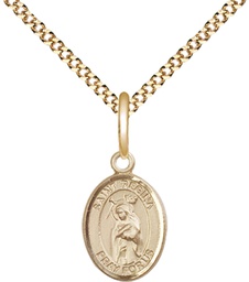 [9335GF/18G] 14kt Gold Filled Saint Regina Pendant on a 18 inch Gold Plate Light Curb chain