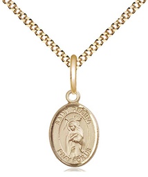 [9335GF/18G] 14kt Gold Filled Saint Regina Pendant on a 18 inch Gold Plate Light Curb chain