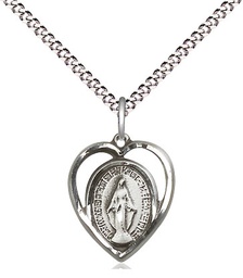 [4125SS/18S] Sterling Silver Miraculous Pendant on a 18 inch Light Rhodium Light Curb chain