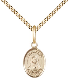 [9338GF/18G] 14kt Gold Filled Saint Rafka Pendant on a 18 inch Gold Plate Light Curb chain