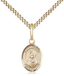 [9338GF/18G] 14kt Gold Filled Saint Rafka Pendant on a 18 inch Gold Plate Light Curb chain