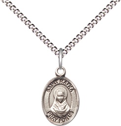 [9338SS/18S] Sterling Silver Saint Rafka Pendant on a 18 inch Light Rhodium Light Curb chain