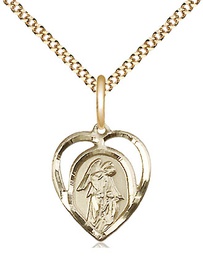 [4129GF/18G] 14kt Gold Filled Guardian Angel Pendant on a 18 inch Gold Plate Light Curb chain