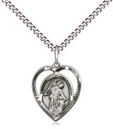 [4129SS/18S] Sterling Silver Guardian Angel Pendant on a 18 inch Light Rhodium Light Curb chain