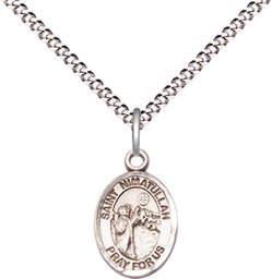 [9339SS/18S] Sterling Silver Saint Nimatullah Pendant on a 18 inch Light Rhodium Light Curb chain