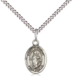 [9340SS/18S] Sterling Silver Saint Clement Pendant on a 18 inch Light Rhodium Light Curb chain