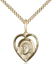 [4131GF/18G] 14kt Gold Filled Ecce Homo Pendant on a 18 inch Gold Plate Light Curb chain