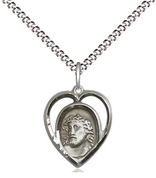 [4131SS/18S] Sterling Silver Ecce Homo Pendant on a 18 inch Light Rhodium Light Curb chain