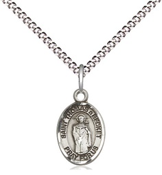 [9344SS/18S] Sterling Silver Saint Thomas A Becket Pendant on a 18 inch Light Rhodium Light Curb chain