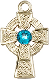 [4133GF-STN12] 14kt Gold Filled Celtic Cross Medal with a 3mm Zircon Swarovski stone