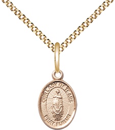[9346GF/18G] 14kt Gold Filled Our Lady of Tears Pendant on a 18 inch Gold Plate Light Curb chain